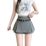 Half-Dress Girl Hottie Thin A-Word Short Skirt Summer New High-Waist College Style Pure Folding