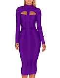 Neck Bandage Dress 2022 Autumn Winter Long Sleeve Bandage Dress Bodycon Women Midi Sexy Party Dress Evening Club