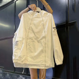 Autumn Quick Dry Women's Jackets Coats Windbreaker Sun Protection Patchwork Color Double Zipper Thin Summer Women