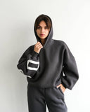 Women's Loose Leisure Back Print Thicken With Long-Sleeved Jacket Suit