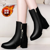 Women's Boots 2022 Winter New Style Cotton Warm Non-slip Women Boots Pu Leather Winter Boots Women's Shoes Winter Large Size