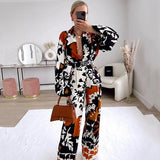 Vintage V Neck Geometric Print Boho Spring Blouse Women 2022 Casual Long Sleeve Button Up Loose Oversize Casual Shirt