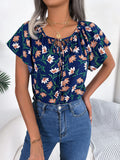 Wind Shooting Spring And Summer Leisure Loose Lotus Leaf Side With Chiffon Shirt Women's