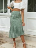 Queens Vintage Women Floral Printed High Elastic Waist Beach Bohemian Skirt Ladies Maxi A-Line Boho