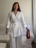 Women's 2025 Summer Cocksuit Collidered Coat + Casual Pants Set Women's
