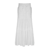 Solid Color Lace Patchwork Umbrella Maxi SkirtOutfit