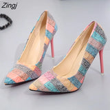 Women High Heels Summer Floral Print Thin Heels Tie Ankle Sexy Lady Pumps Female Chaussure Femme Casual Shoes for Women 2023