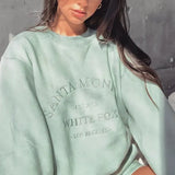 Embroidery White Crewneck Sweatshirt Women Winter Tops Oversized Cool Girls Streetwear New Korean Fashion Pullover