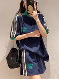 Women's Fashion Casual Two-piece Shorts Summer Street Sportswear Short-sleeved T-shirt Tops Shorts Oversized with