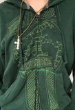 Screen Print Zipper Hoodie-Outfit