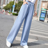 Cotton Linen Oversize Streetwear Women Wide Leg Pants Summer Elastic High Waist Y2k Trousers Loose Harajuku Casual