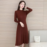 Winter O Neck Thick Maxi Knit Sweater Pullovers Dress Women's Basic Aline Sweater Female Long Party Casual Office