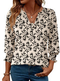 Women's 2025 Fashion Shirt Seven-Sleeve Flower Printed Casual Shirt Summer