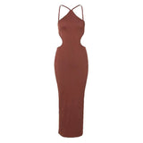 Zingj / Summer 2023 New Women's Sexy Back Strap Hanging Neck Bag Hip Slim Temperament Dress