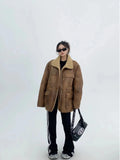 Imitation Lamb Fur Jacket for Women Elegant Lapel Thicken Warm Overcoat New Chic American Vintage