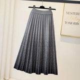 Winter Gradient Knitted Skirt For Women Korean Casual High Waist A-line Pleated Skirts Office Ladies Warm Thicken