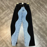 2022 Summer New Arrivals Blue Denim Patchwork Long Pants Women Full Length Jeans Streetwear