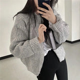 Streetwear Women Fashion Harajuku Zipper Cardigan Sweater Vintage Loose Solid Y2k Top Autumn Winter Casual Korean