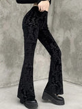 vintage flared trousers with embossed velvet and flared