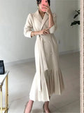 Autumn Women Korean Fashion Solid Suits Dress Double Breasted Long Sleeve Vestdios Elegant Office Lady Blazer