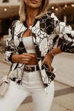 Flower Print Long Sleeve Women's Bomber Jacket Fashion Zipper Up Vintage Coat Tops Elegant Slim Basic Ladies