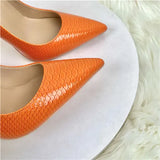 Women Pumps Shoes Snake's Pattern Pointed Toe Sexy High Heels 12 cm Designer Shoes plus size 33-45 YG020
