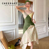 Color Block Summer Slip Dresses For Women 2021 Patchwork Tunics Spaghetti Strap Asymmetrical Long Midi Dress