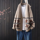 Maple Leaf Retro Knit Cardigan 2021 Fall New Loose Sweater Jacket Women's