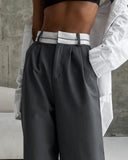 2025 New Solid Fashion Thin Leisure Trousers Small Design Tug Suit