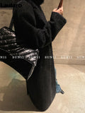 Autumn Winter Extra Long Black Thickened Warm Wool & Blends Coat for Women Double Breasted Fashion New in