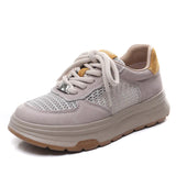 Layer Cowhede Thick Back Color Breathable Mesh Single Shoes 2025 Spring And Summer New Fashion Leather Casual