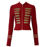 Embroidered Bandage Jacket Casual Coat 2022 New Women Summer Jacket Round Neck Long Sleeve Skinny Casual Short