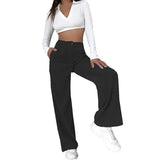 Winter High Waist Loose Casual Corduroy Straight Pants Lady Fashion Comfortable All-match Solid Trousers Women's