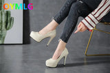 high heels women stiletto princess waterproof platform nightclub super high heel single shoes black women's