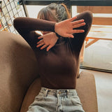 Harajuku Half High Collar Y2k Knitted Sweaters Women Autumn Winter Solid Colors Slim Pullovers Female Casual Korean