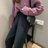 Zingj Waist Korean Version Of Knitted Grandma Pants Female Autumn New Web Celebrity Casual Bundle Foot Harun Pants Wet Line Radish Pants-Outfit