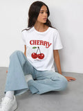 Sale Ins Wind Letter Print T-Shirts For Women's Summer Free-Rider Cotton Short-Sleeved