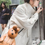 Cargo Jackets Women Japanese Style Unisex All-match Autumn Cozy Baggy Stand Collar Vintage Overcoat Chic Couples