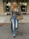 Autumn And Winter Women's New Casual Gray Long Sweater