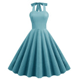 60s A Line Retro Vintage Rockabilly Dresses Classic Halter High Waist Midi Summer Dress Casual Holiday Vestidos