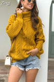 Autumn Winter Women Turtleneck Sweater Loose Short Elegant Warm Knitted Pullovers Fashion Solid Tops Knitwear