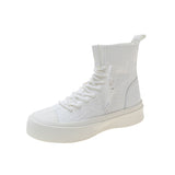 Autumn Women's Casual Sneakers High Top Lace Sneakers Lace Up Sneakers Versatile Thick Sole Knit Skateboard