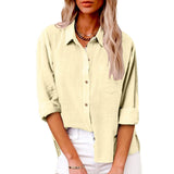 Autumn Pocket Split Linen Long-sleeved