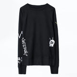 Graffiti Embroidered Pullovers Women Spring Autumn Cotton Loose Sweatshirt Streetwear Design Fashion Tracksuit Ropa