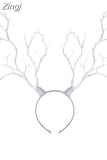 Gothic Antler Butterfly Headdress Deer Horn Tree Branches Headband Jewelry Vintage Wedding Cosplay Halloween