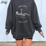 Better Funny Skull Print Women Sweatshirts Drop Shoulder Pullovers Vintage Sweatshirt Casual Loose Harajuku Fun