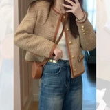 Fragrance Vintage Autumn Winter Clothes 2022 Luxury Designer Elgeant O-neck Short Tweed Jackets for Women Chaqueta