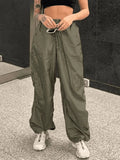 Size Friendly Low Waist Parachute Cargo Pants- Outfit