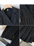 Dress Office Ladies Elegant Blazer Dresses High Street Casual Korea Fashion Long Sleeve High Wiast Pleated Dresses