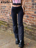 SUCHCUTE Striped Pants For Women Fashion Gothic High Waist Straight Baggy Pants Streetwear Vintage Korean Style Suits